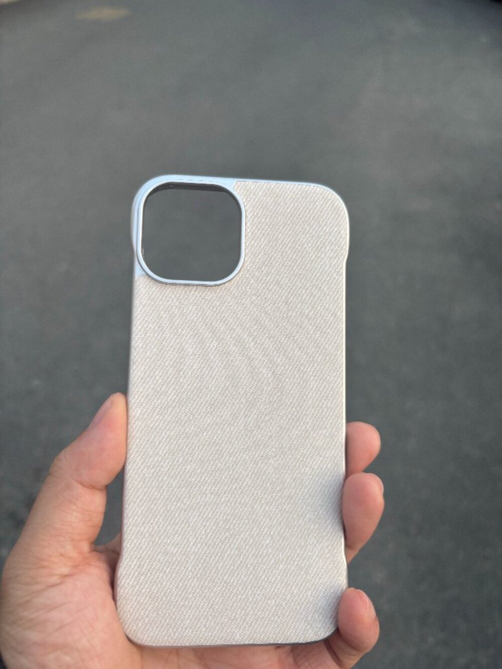 Elegant Cream White Fabric Texture Metal Frame Case